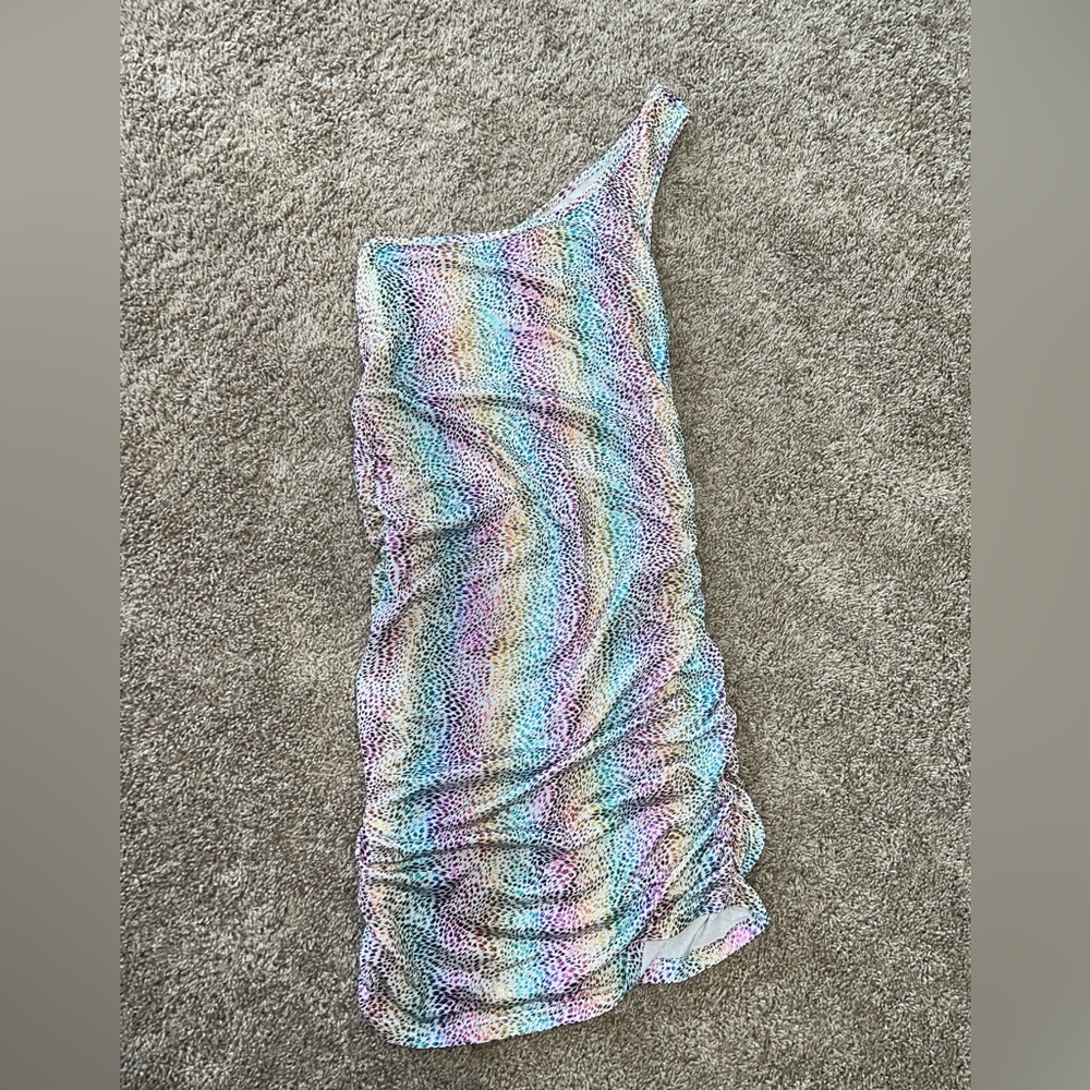 Ruched one shoulder mini dress